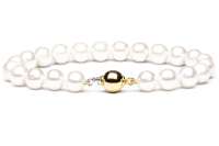 Klassisch-elegantes Perlenarmband weiß rund 8-9 mm, 18 cm, Verschluss 14K Weiß/Gelbgold, Gaura Pearls, Estland